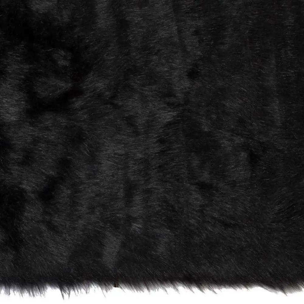 3' X 5' Black Rectangular Faux Fur - Area Rug - Homeroots - Flyclothing LLC