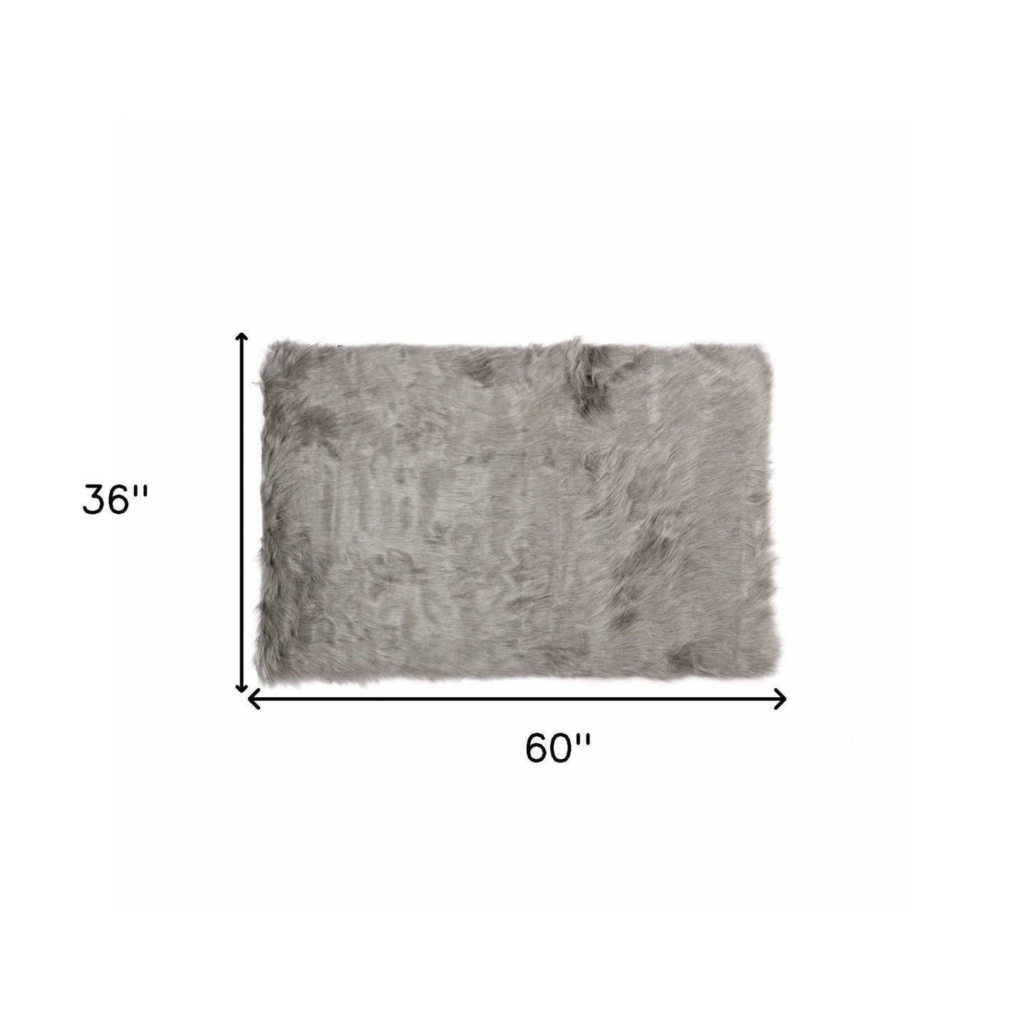 3' X 5' Gray Rectangular Faux Fur - Area Rug - Homeroots - Flyclothing LLC