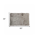 3' X 5' Gray Rectangular Faux Fur - Area Rug - Homeroots - Flyclothing LLC