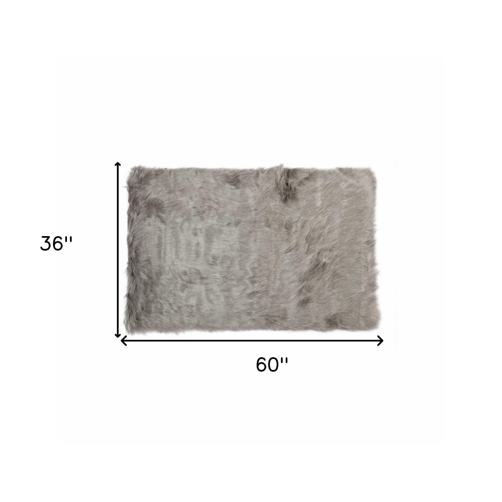 3' X 5' Gray Rectangular Faux Fur - Area Rug - Homeroots - Flyclothing LLC