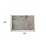 3' X 5' Gray Rectangular Faux Fur - Area Rug - Homeroots - Flyclothing LLC