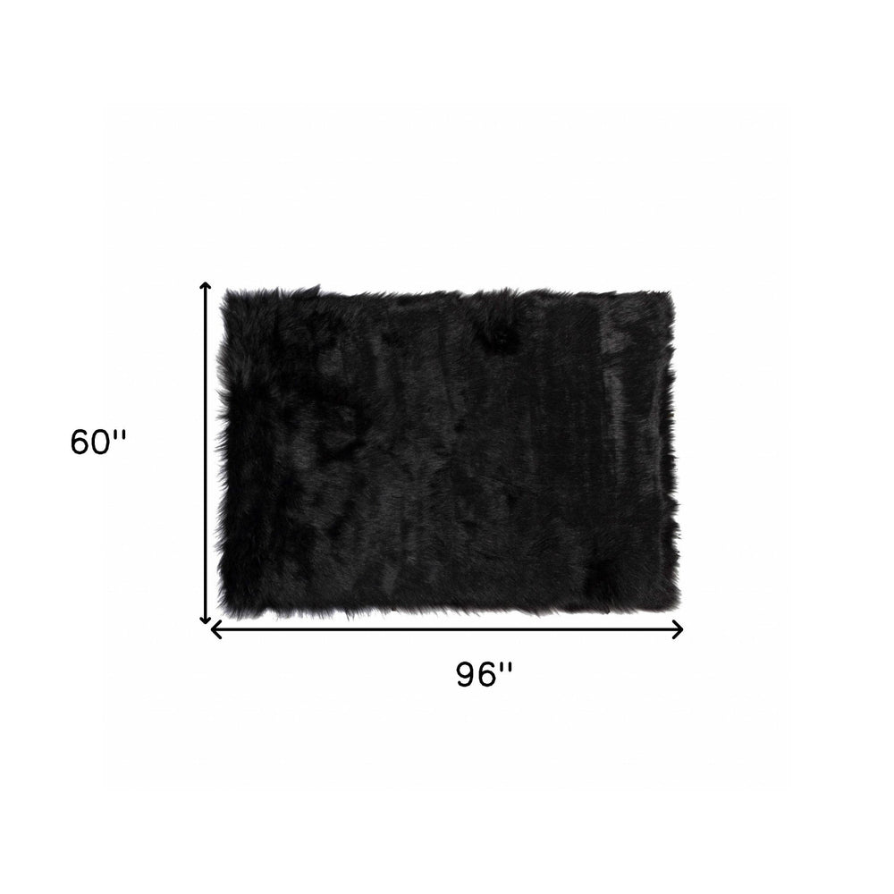 60" X 96" Black Sheepskin - Rug Or Throw - Homeroots - Flyclothing LLC