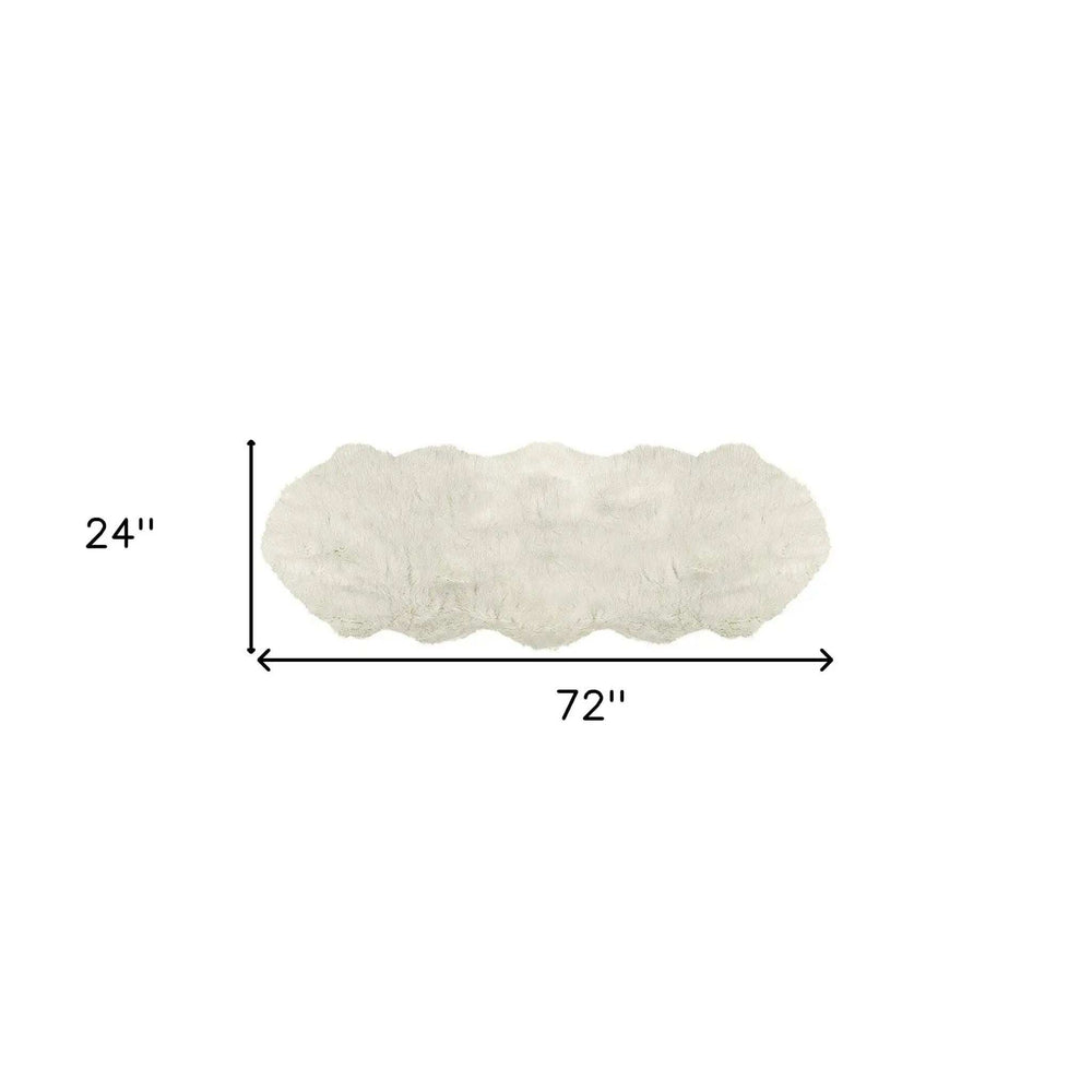 2' X 6' Off White Faux Sheepskin Machine Tufted Non Skid Area Rug - Homeroots - Flyclothing LLC