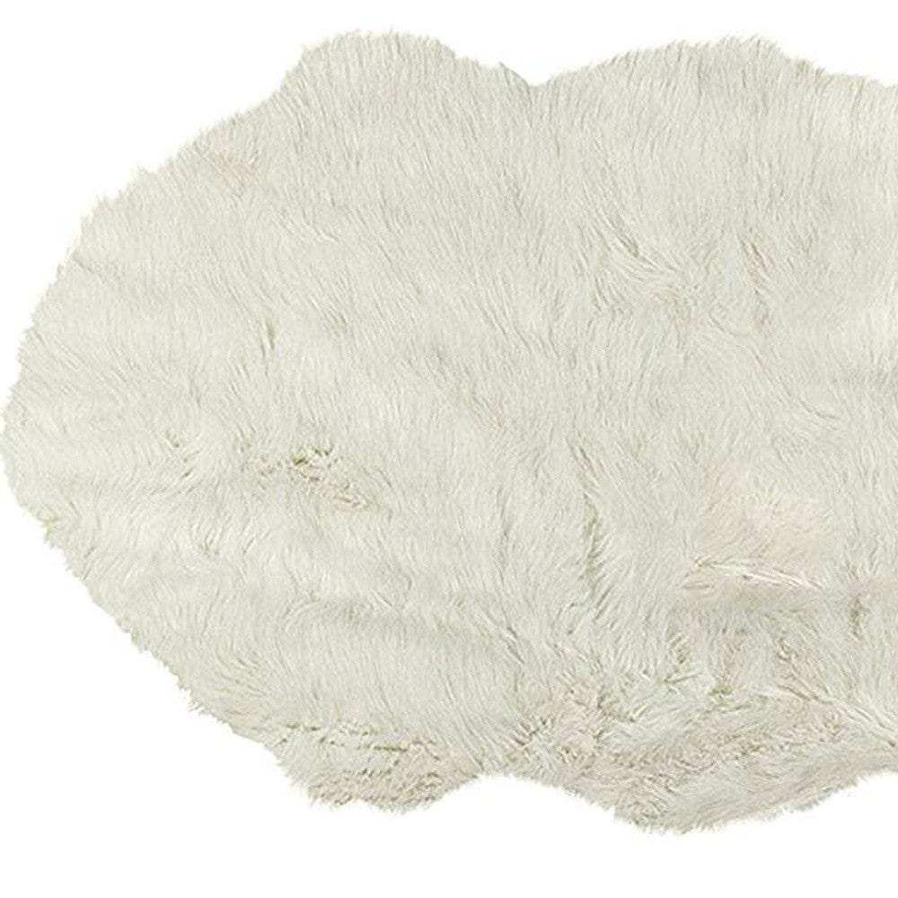 2' X 6' Off White Faux Sheepskin Machine Tufted Non Skid Area Rug - Homeroots - Flyclothing LLC