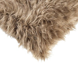 Set of Two 12" X 20" Tan Faux Fur Throw Pillows - Homeroots
