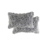 12" X 20" X 5" Gray Faux  Pillow 2 Pack - Homeroots