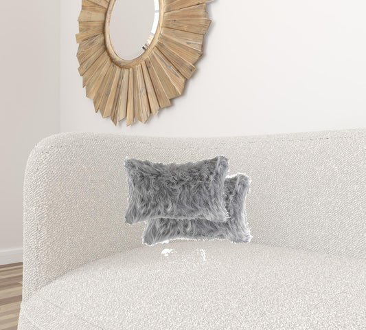 12" X 20" X 5" Gray Faux  Pillow 2 Pack - Homeroots