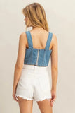 HYFVE Washed Sweetheart Neck Wide Strap Denim Tank - Trendsi
