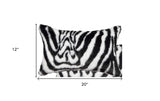 Set of Two 12" X 20" Black and White Faux Fur Throw Pillow - Homeroots - Flyclothing LLC