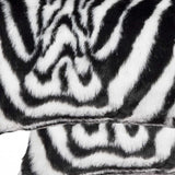 Set of Two 12" X 20" Black and White Faux Fur Throw Pillow - Homeroots