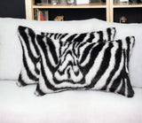 Set of Two 12" X 20" Black and White Faux Fur Throw Pillow - Homeroots