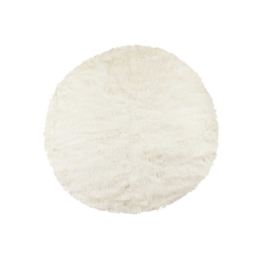 72" Off White Circular Faux Fur Area Rug - Homeroots