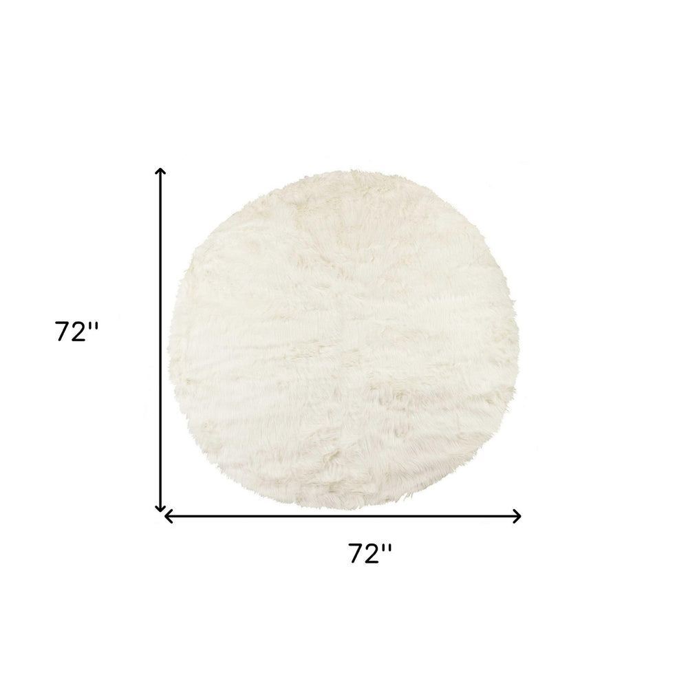 72" Off White Circular Faux Fur Area Rug - Homeroots - Flyclothing LLC