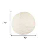 72" Off White Circular Faux Fur Area Rug - Homeroots