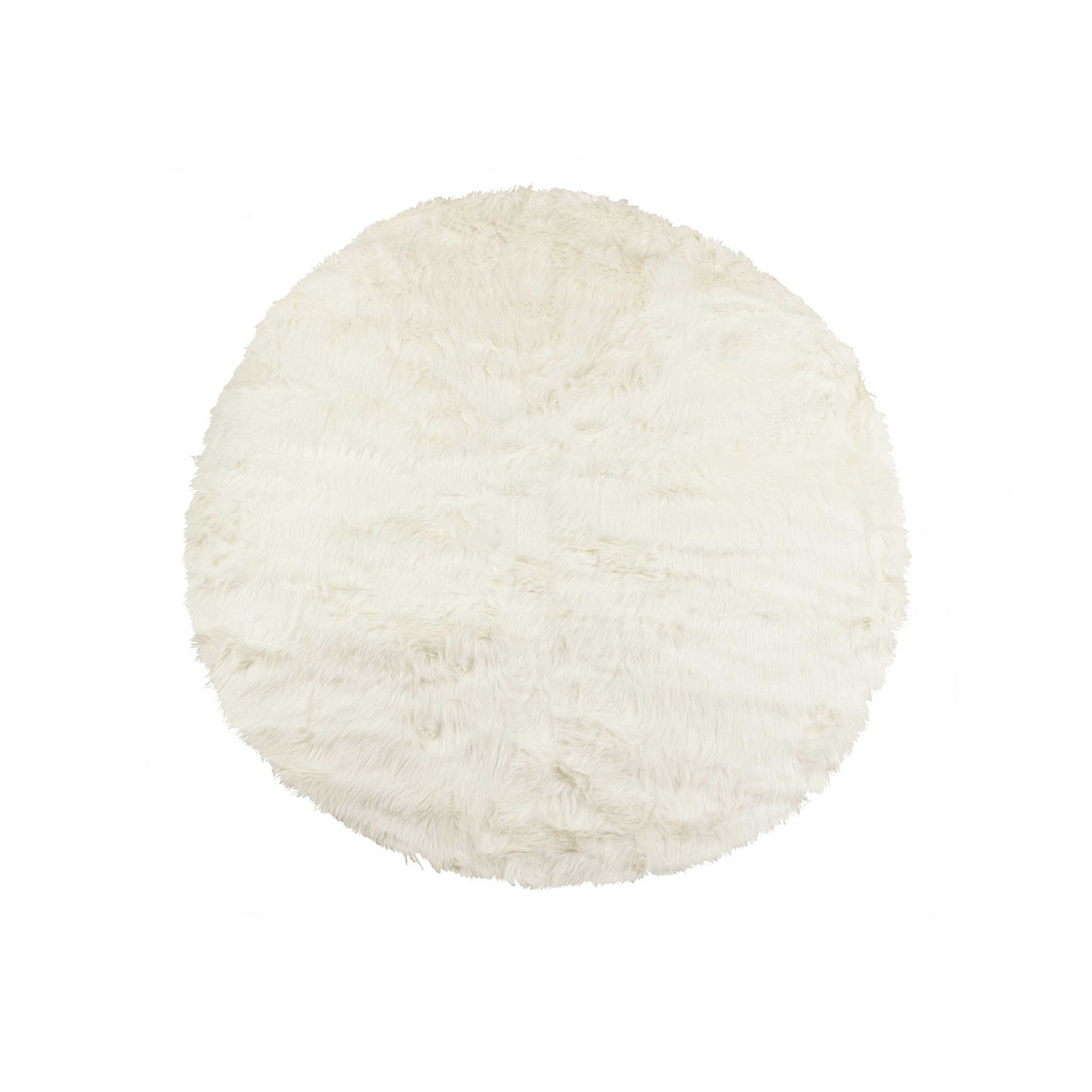 72" Off White Circular Faux Fur Area Rug - Homeroots - Flyclothing LLC