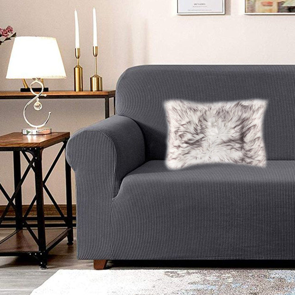 Set of Two 12" X 20" Chocolate Faux Fur Throw Pillow - Homeroots - Flyclothing LLC