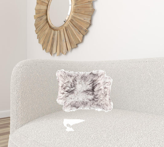 Set of Two 12" X 20" Chocolate Faux Fur Throw Pillow - Homeroots