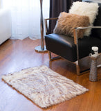 2' X 3' Brown and White Faux Sheepskin Ombre Machine Tufted Non Skid Area Rug - Homeroots - Flyclothing LLC