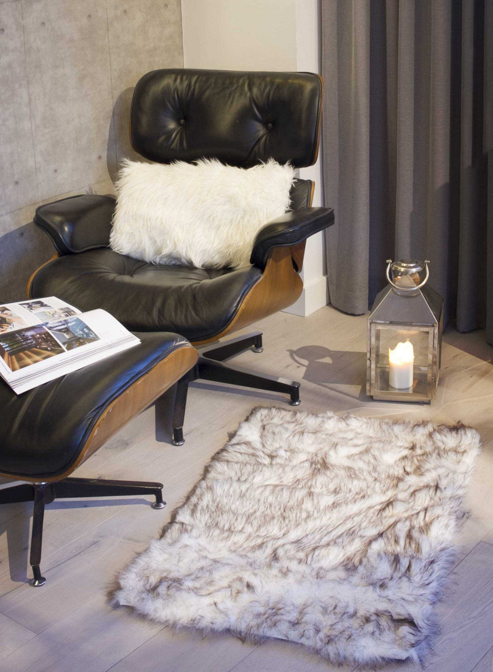 2' X 3' Brown and White Faux Sheepskin Ombre Machine Tufted Non Skid Area Rug - Homeroots - Flyclothing LLC