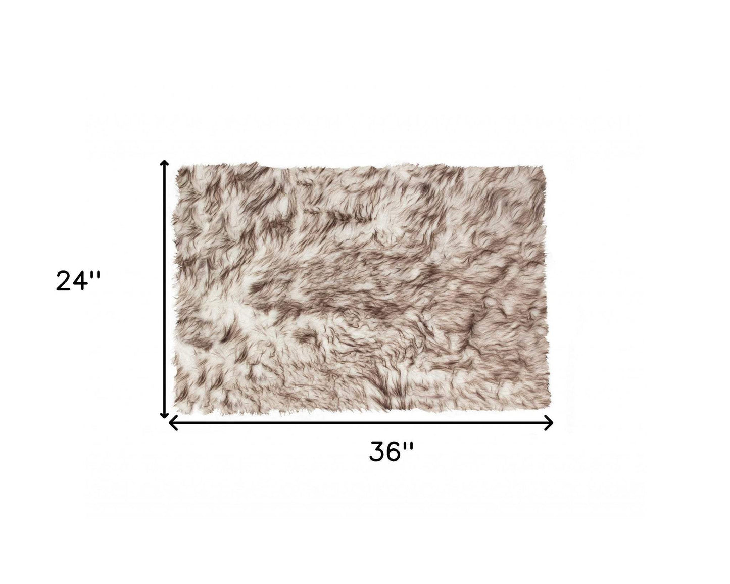 2' X 3' Brown and White Faux Sheepskin Ombre Machine Tufted Non Skid Area Rug - Homeroots - Flyclothing LLC