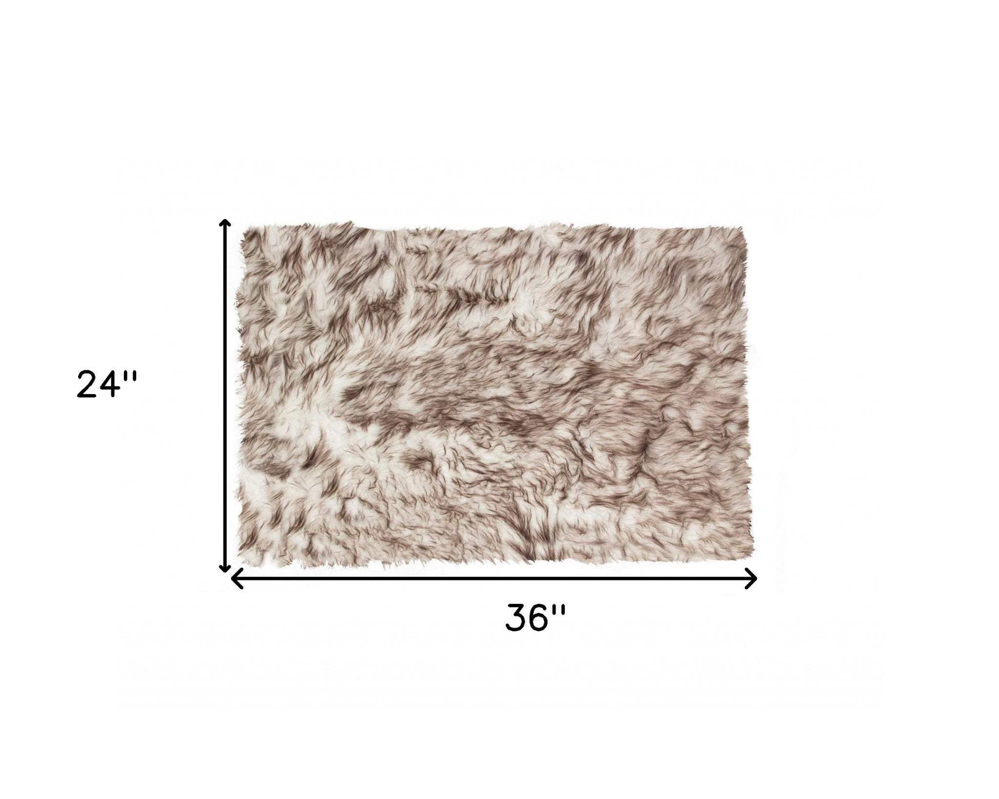 2' X 3' Brown and White Faux Sheepskin Ombre Machine Tufted Non Skid Area Rug - Homeroots - Flyclothing LLC