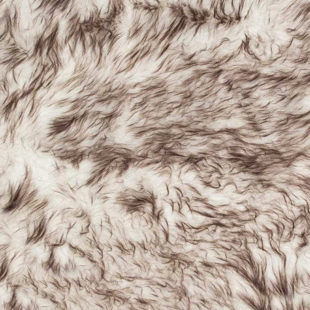 2' X 3' Brown and White Faux Sheepskin Ombre Machine Tufted Non Skid Area Rug - Homeroots - Flyclothing LLC