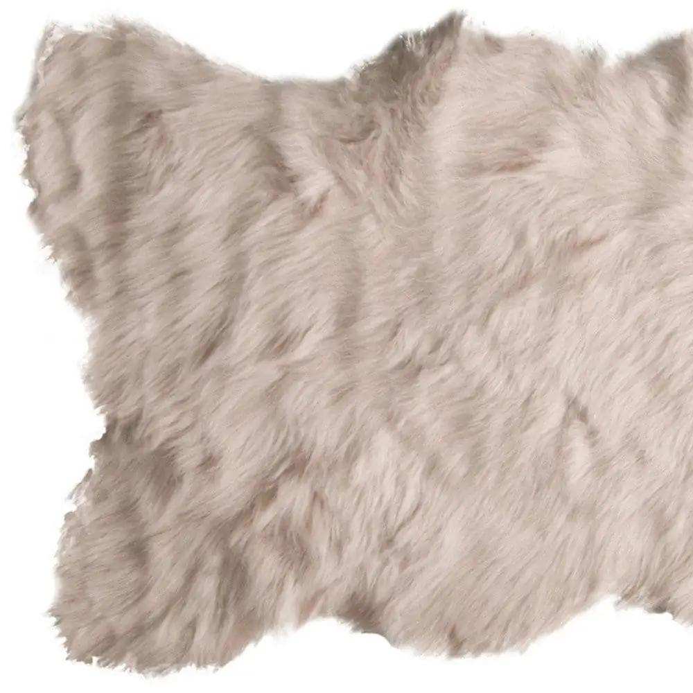 2' X 3' Taupe Faux Sheepskin Machine Tufted Non Skid Area Rug - Homeroots - Flyclothing LLC