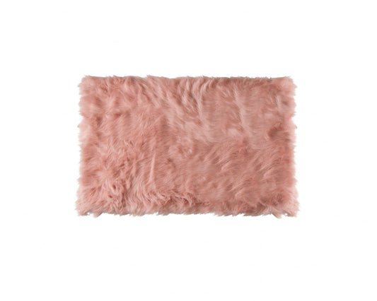 24" X 36" X 1.5" Dusty Rose Plush Faux Sheepskin Area Rug - Homeroots