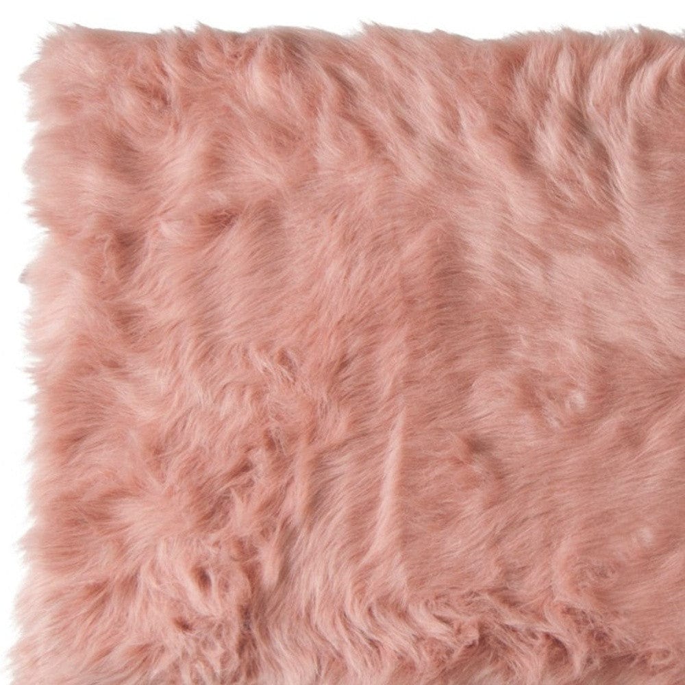 24" X 36" X 1.5" Dusty Rose Plush Faux Sheepskin Area Rug - Homeroots - Flyclothing LLC