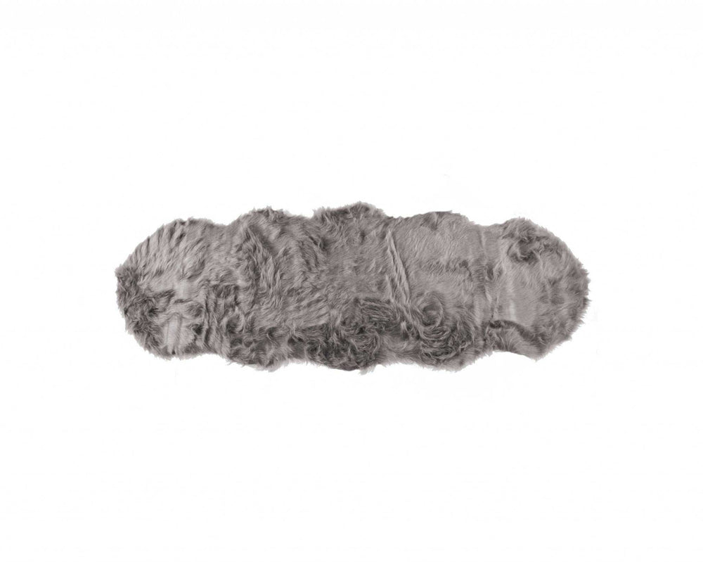 2' X 6' Gray Sheepskin Double - Area Rug - Homeroots - Flyclothing LLC