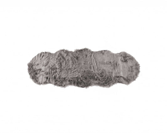 2' X 6' Gray Sheepskin Double - Area Rug - Homeroots - Flyclothing LLC
