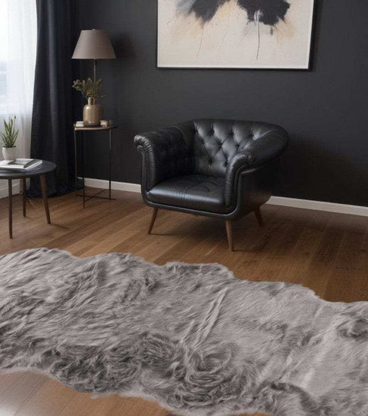 2' X 6' Gray Sheepskin Double - Area Rug - Homeroots - Flyclothing LLC