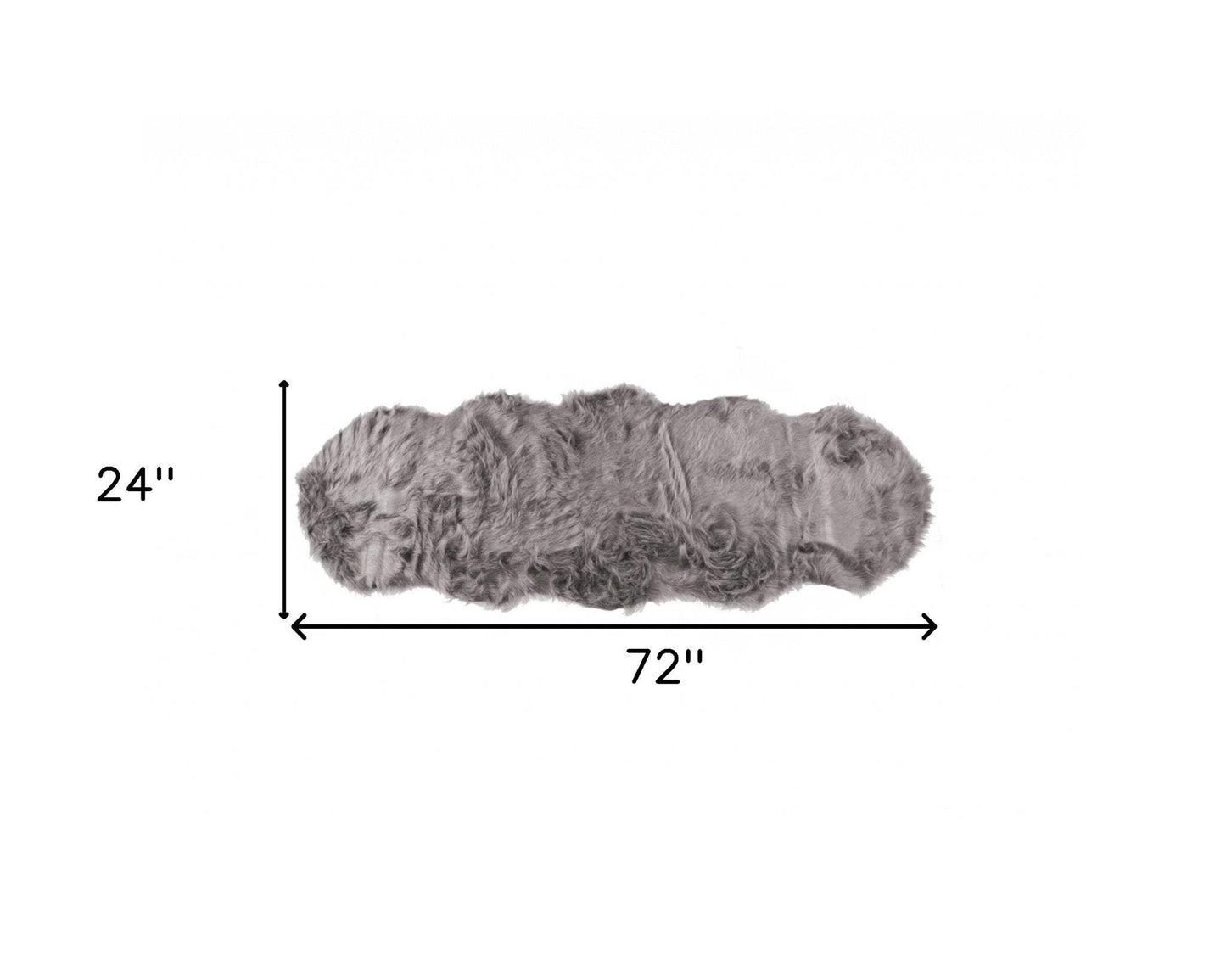 2' X 6' Gray Sheepskin Double - Area Rug - Homeroots - Flyclothing LLC