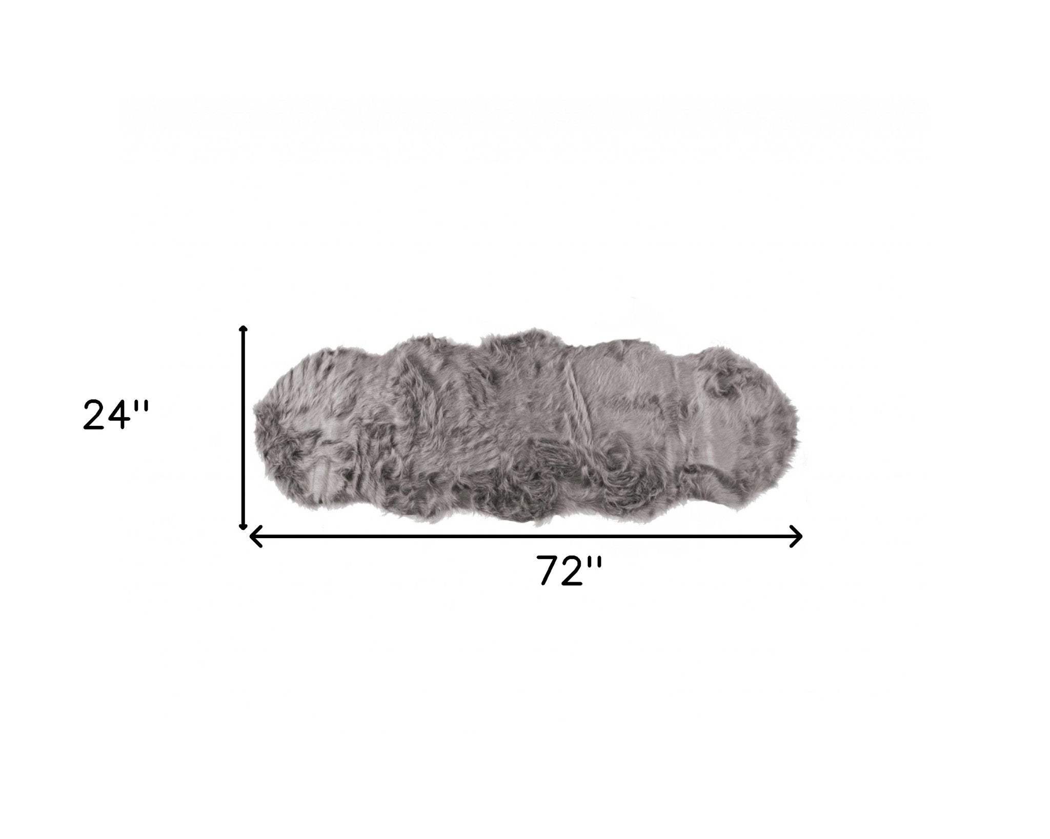 2' X 6' Gray Sheepskin Double - Area Rug - Homeroots - Flyclothing LLC