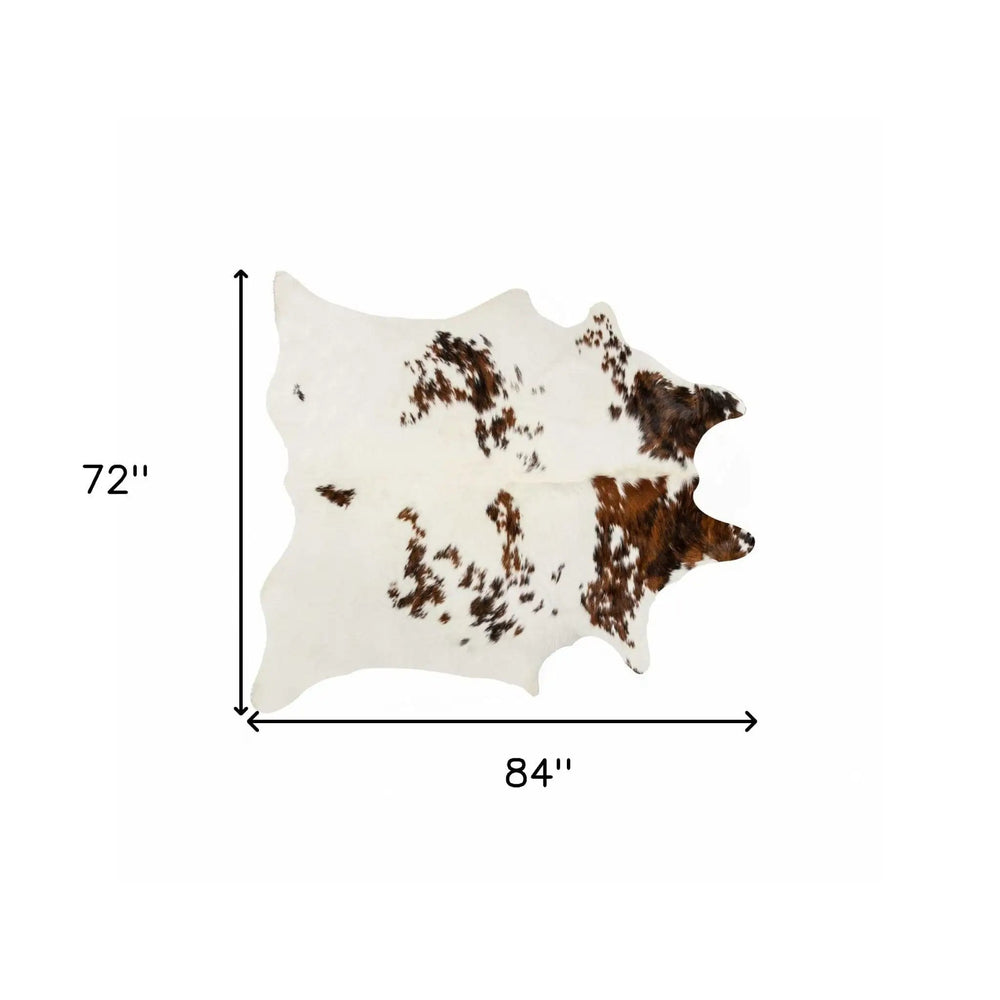 72" X 84" Salt & Pepper Cowhide Rug - S&P Chocolate White - Homeroots - Flyclothing LLC