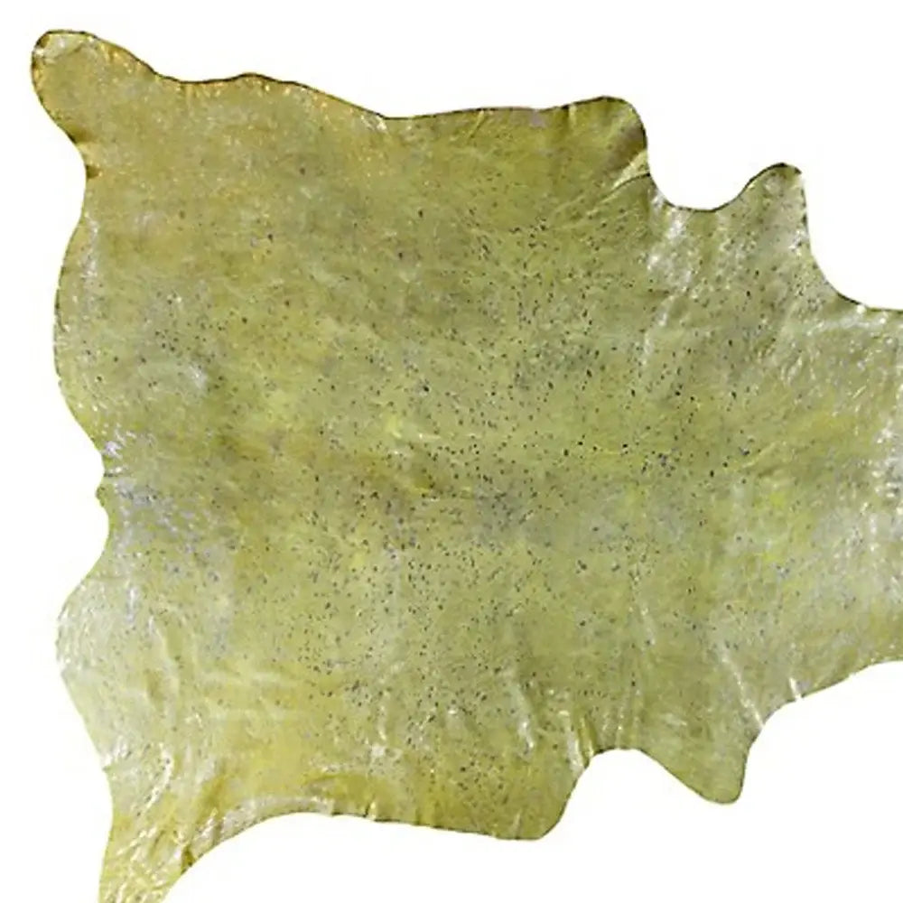 72" X 84" Lime And Silver Cowhide - Area Rug - Homeroots - Flyclothing LLC