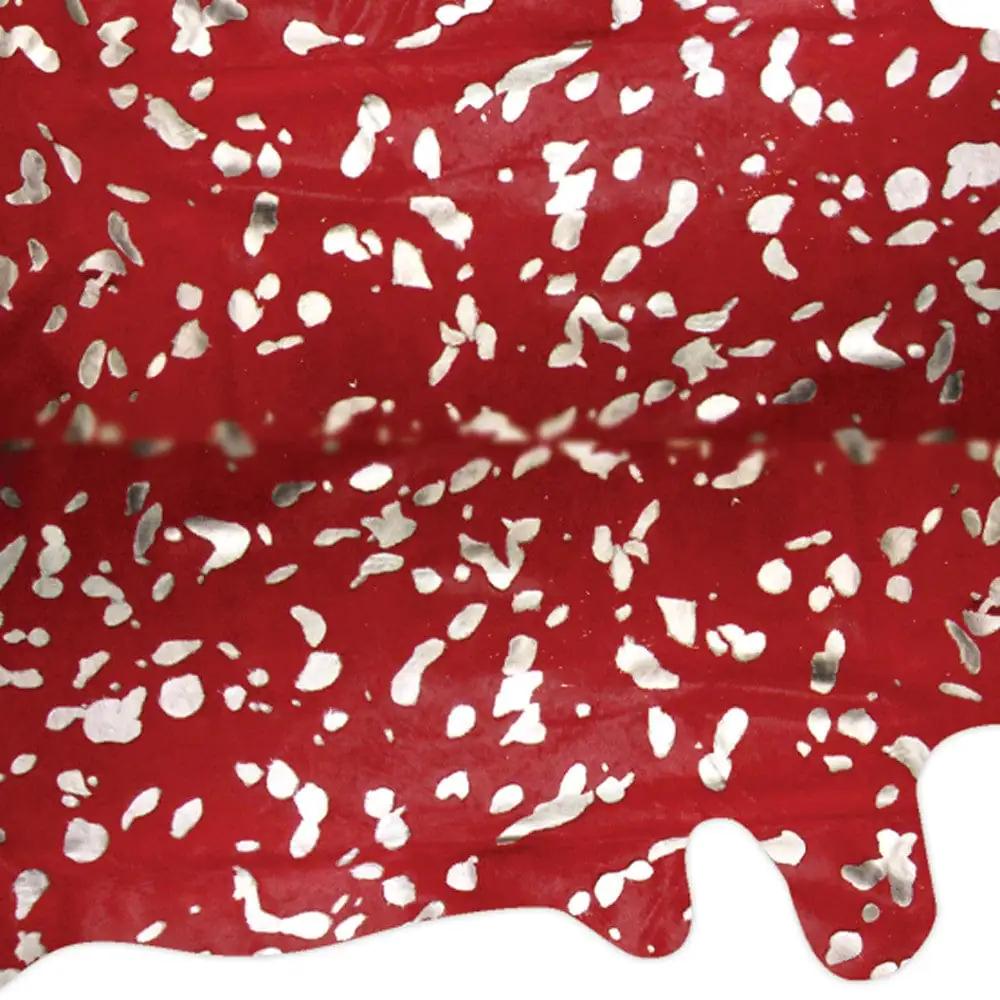 72" X 84" Red And Silver Cowhide - Area Rug - Homeroots - Flyclothing LLC