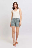 Judy Blue Full Size Hw Garment Dyed & Back Pkt Embroidery Shorts Plus Size - Trendsi - Flyclothing LLC