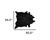 60" X 84" Black Cowhide - Area Rug - Homeroots