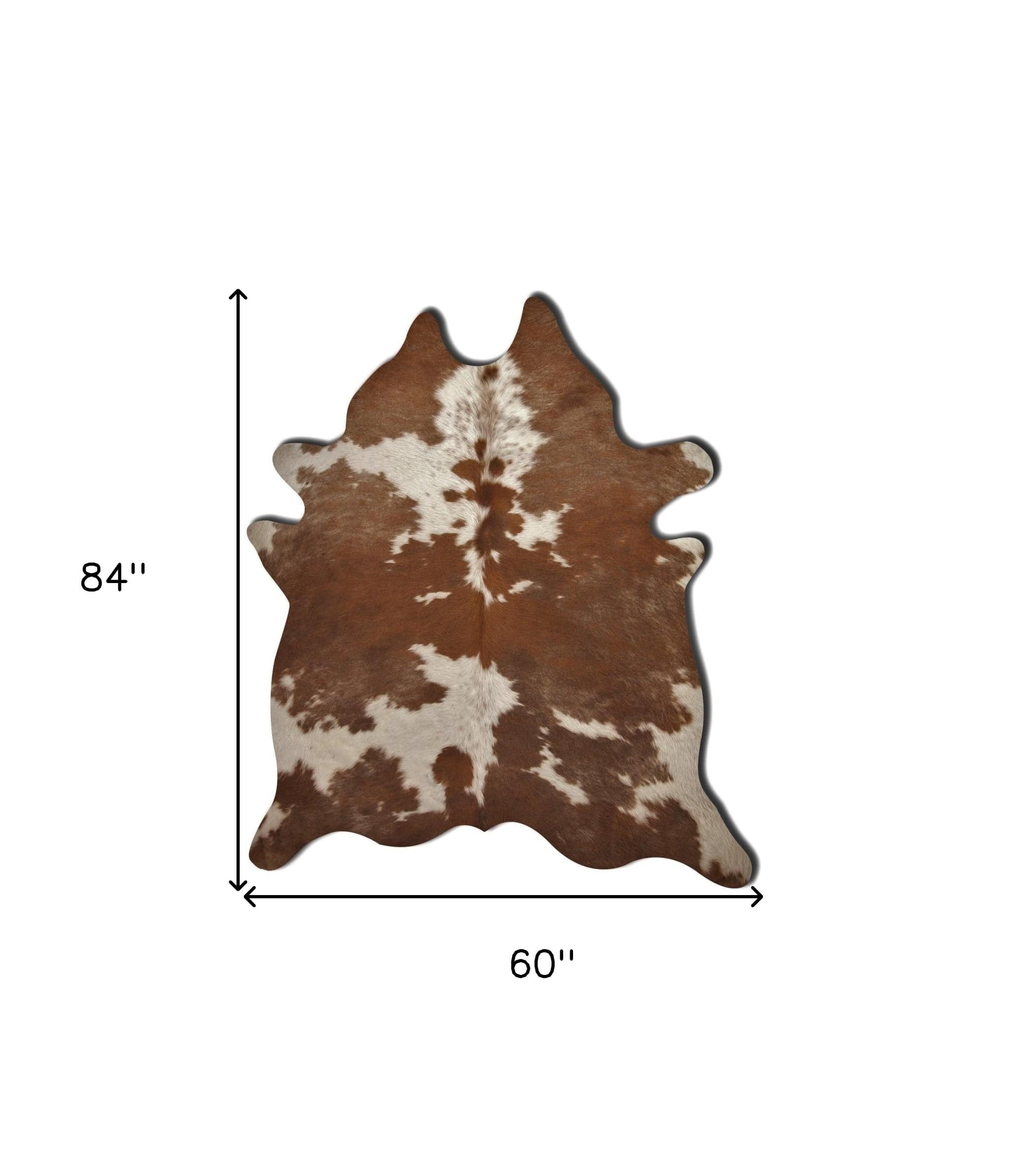 60" X 84" Brown And White Cowhide - Area Rug - Homeroots - Flyclothing LLC