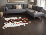 Brown And White Spotted Natural Cowhide Area Rug - Homeroots