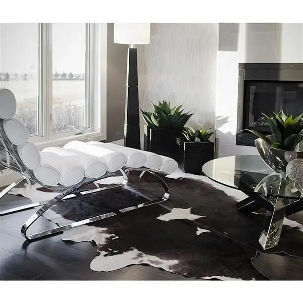 60" X 84" Chocolate And White Cowhide - Area Rug - Homeroots - Flyclothing LLC