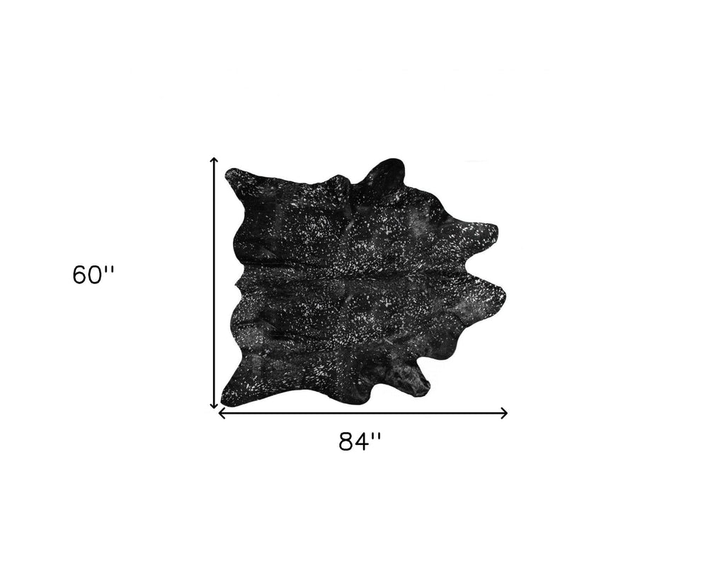 60" X 84" Black And Silver Cowhide - Area Rug - Homeroots - Flyclothing LLC