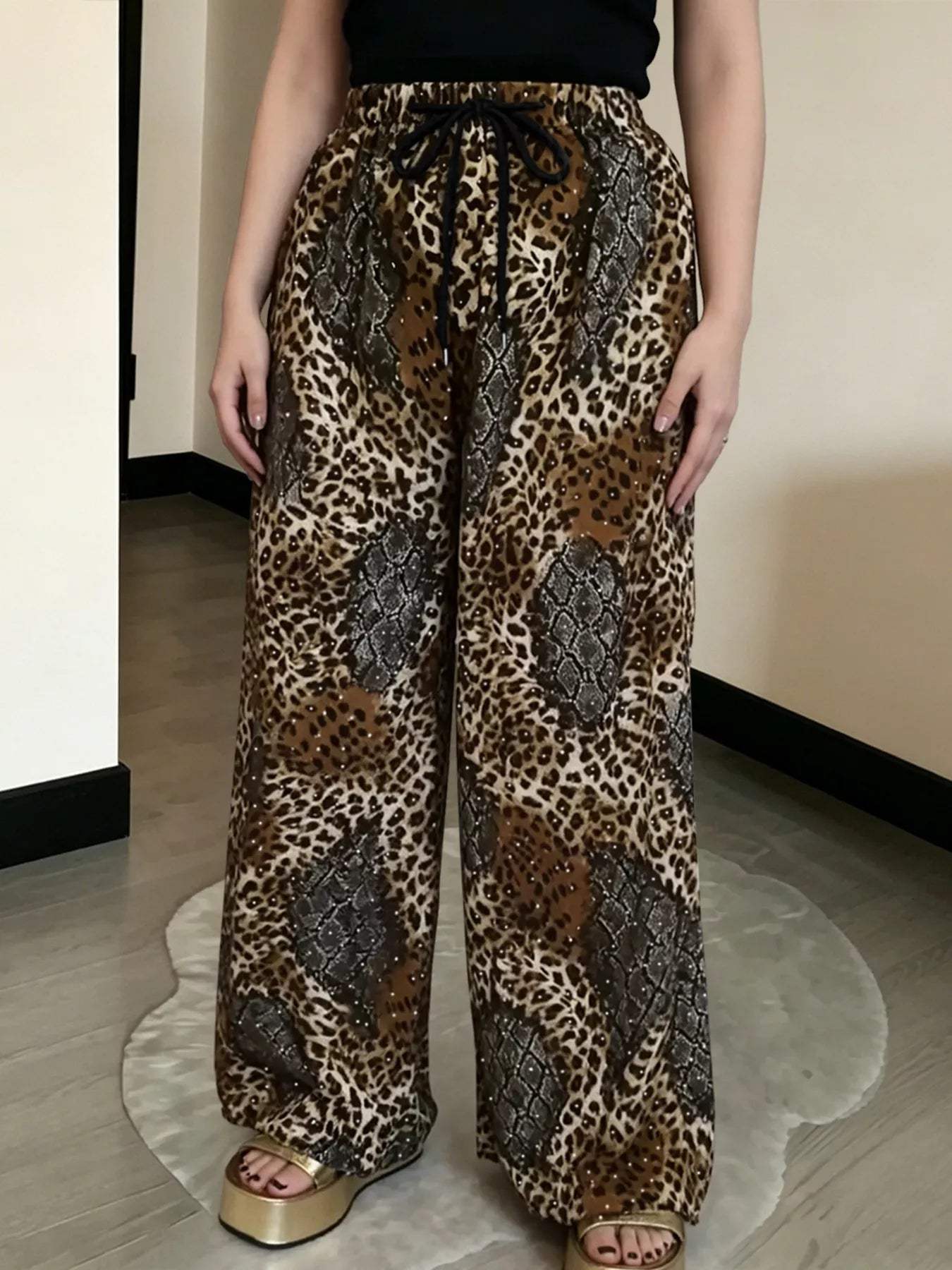 Drawstring Wide-Leg Pants - Trendsi - Flyclothing LLC