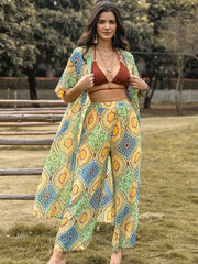 Printed Half Sleeve Top and Wide Leg Pants Set - Trendsi