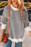 Round Neck Dropped Shoulder Sweater - Trendsi - Flyclothing LLC
