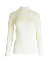 EGI Exclusive Merino Wool Blend Top Mock Neck Lace Trim Long Sleeves. Proudly Made in Italy. - tittimitti - Flyclothing LLC