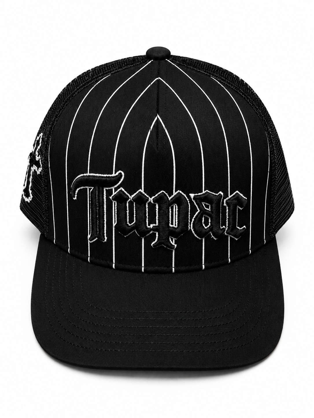 Tupac
3D/Flat Embroidery with
Zig Zag Contrast Stitch Black 5 Panel Trucker Hat