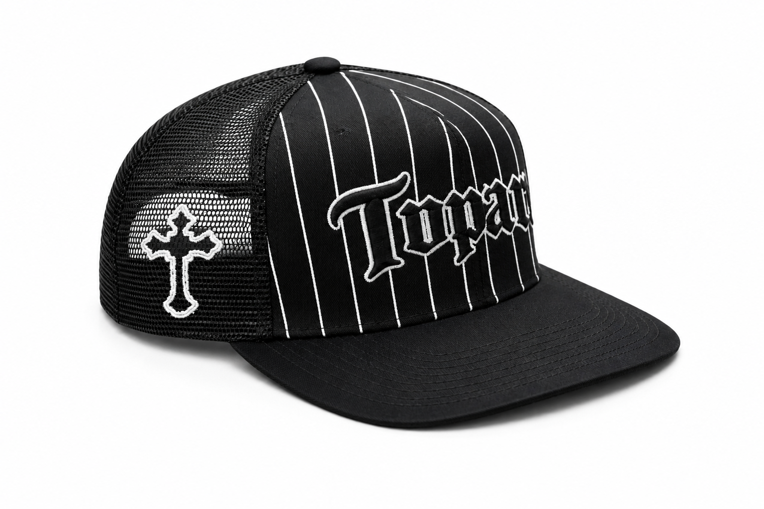 Tupac
3D/Flat Embroidery with
Zig Zag Contrast Stitch Black 5 Panel Trucker Hat