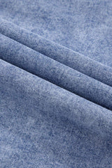 Raw Hem Button Down Long Sleeve Denim Dress - Trendsi - Flyclothing LLC